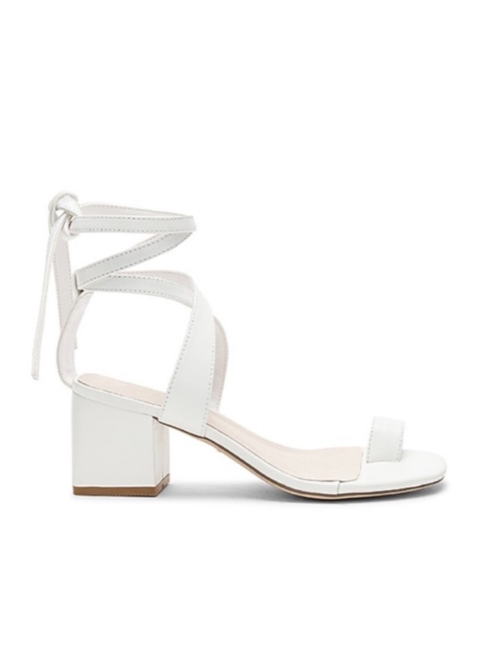 RAYE Revolve Women's White Toe Strap Block Heel Ankle Lace Up Tie Sandal Size 8